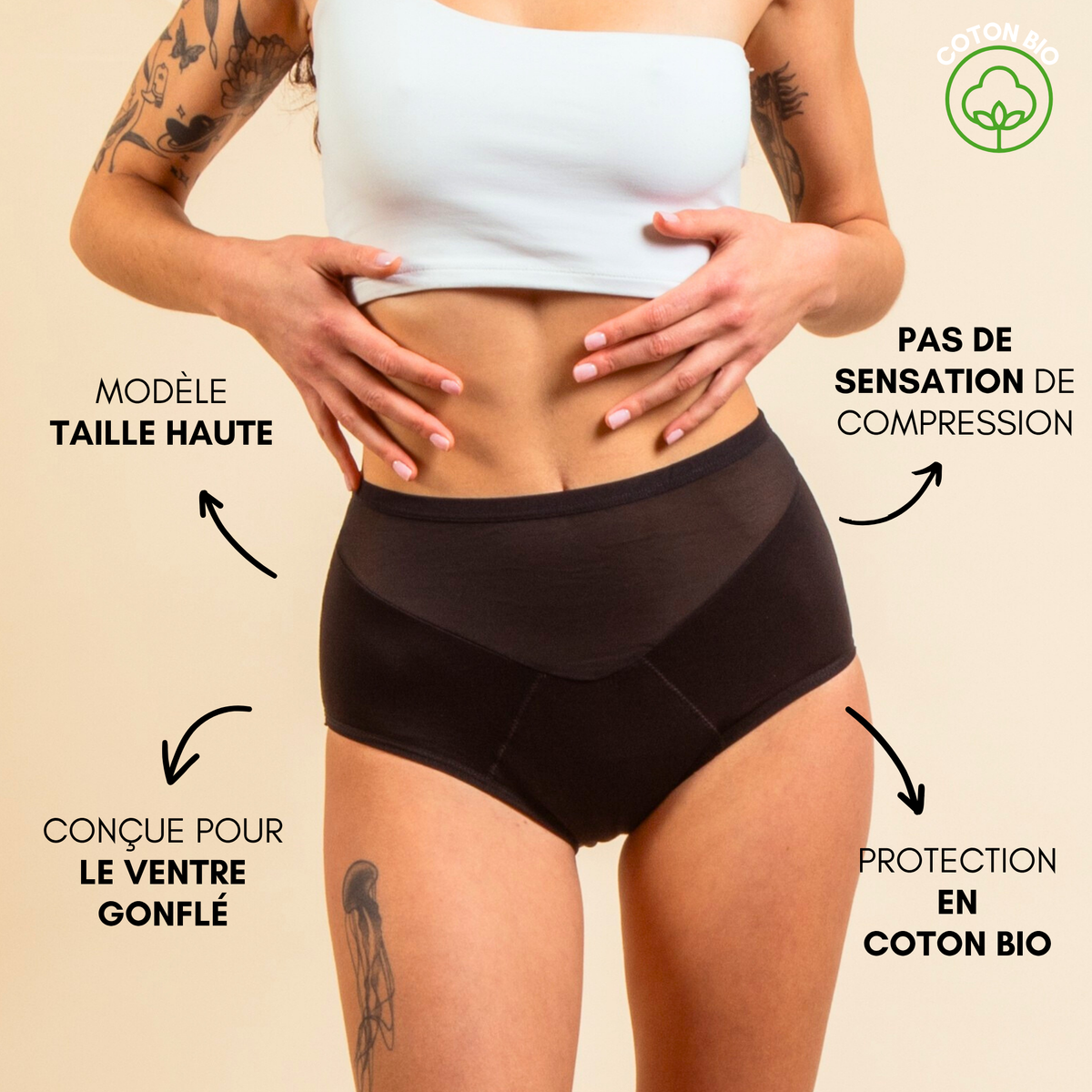 Culotte Menstruelle Vanessa taille haute (Nouveauté)